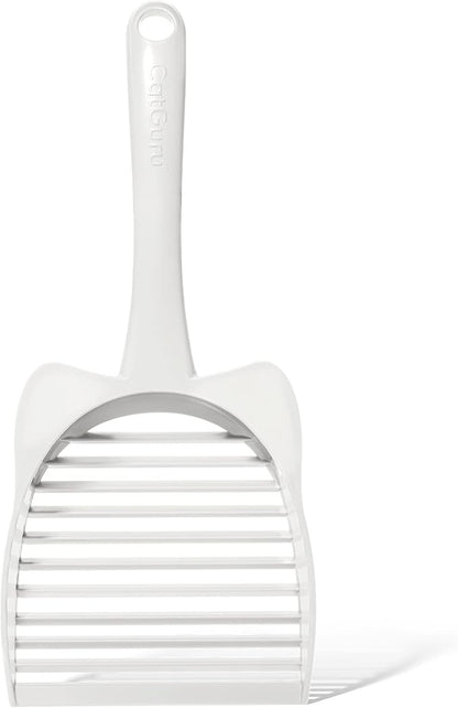 CatGuru Cat Litter Scoop, Jumbo Litter Scoop, Litter Scooper with Deep Shovel & Long Handle, Super Fast Sifter, Durable Kitty Litter Scoop, Cat Stuff, Kitten Supplies (White)