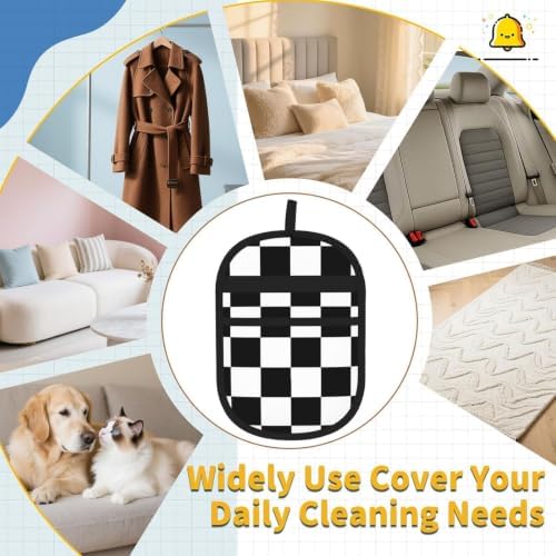 Black Checkered Pet Hair Removal Glove Brush Hair Remover Tool for Carpet - Image 7