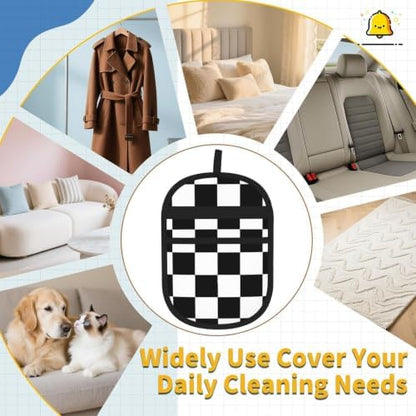 Black Checkered Pet Hair Removal Glove Brush Hair Remover Tool for Carpet - Image 7