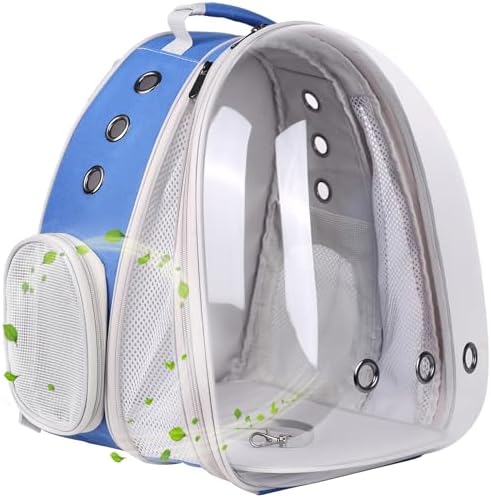 Front Expandable Cat Backpack Carrier, Fit up to 20 lbs, Space Capsule Astronaut Bubble Window Pet Backpack to Carry and Transport Large Cat and Small Puppy Blue by halinfer