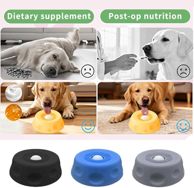 Dog Lick Bowl with Rolling Ball, 2026 Upgraded Slow Feeder Dog Bowls with Anti-Slip Base for Yogurt, Bone Broth, Water, Interactive Lick Toy for Large Medium Small Dogs (Gray)