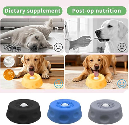 Dog Lick Bowl with Rolling Ball, 2026 Upgraded Slow Feeder Dog Bowls with Anti-Slip Base for Yogurt, Bone Broth, Water, Interactive Lick Toy for Large Medium Small Dogs (Yellow)