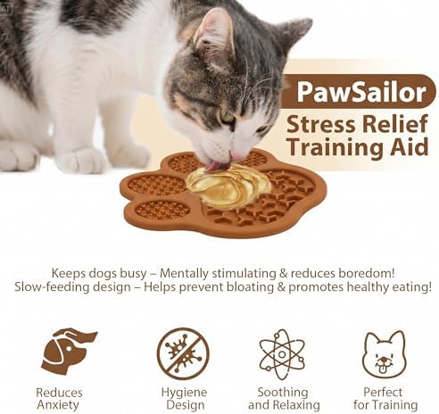 Lick Mat for Dogs & Cats, Slow Feeder Pad with Suction Cups Brown - Image 7
