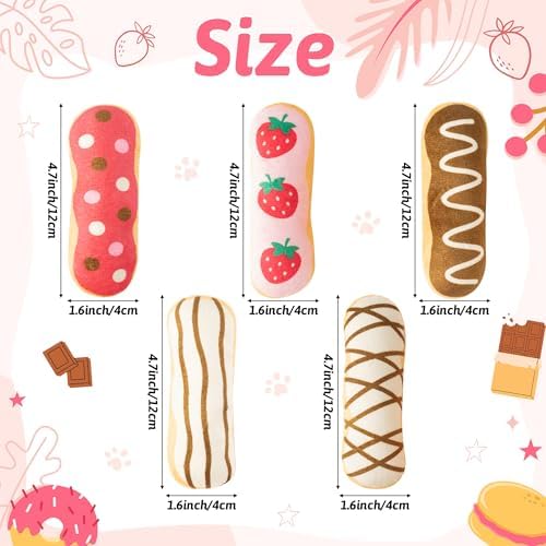 5Pcs Eclair Catnip Toys, Plush Interactive Cat Toy Set for Indoor Cats - Image 2