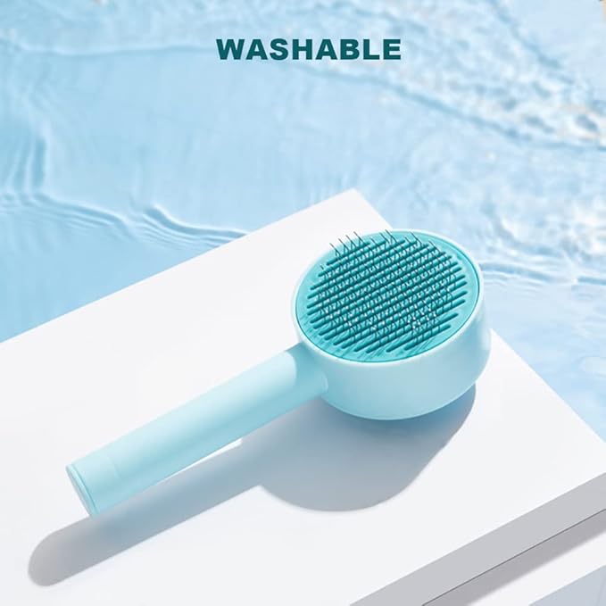 Cat Brush, Gentle Self Cleaning Pet Brush with Release Button for Cats and Dogs, Easy to Remove Loose Hair Daily Grooming Tool During Shedding Season