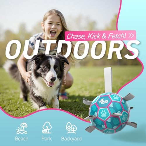 QDAN Dog Toys Soccer Ball with Straps, Pool Dog Water Toy, Outside Ball - Image 3