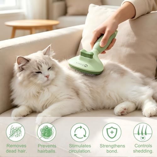 Cat Brush for Shedding, Self Cleaning Brush for Long & Short Hair Cats - Image 2