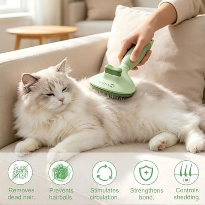 Cat Brush for Shedding, Self Cleaning Brush for Long & Short Hair Cats - Image 2