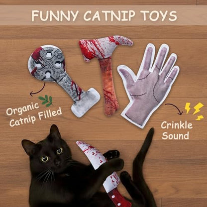 5PC Catnip Funny Cat Toys, [100% Organic Catnip Filled] Knife-Shaped Crinkly Sound Toys for Indoor Kitten Cat Nip Kitty Chew Toy - Image 4