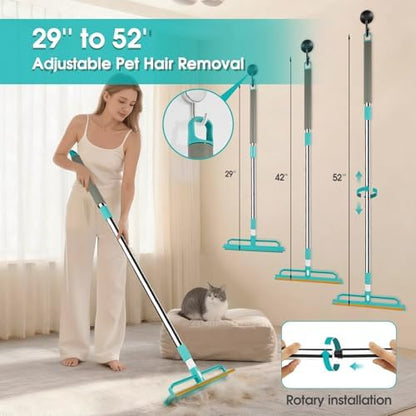 2-in-1 Carpet Rake for Pet Hair Removal, Silicone & Metal Dual-Sided Carpet Rake with 52” Telescopic Adjustable Long Handle, Pet Hair Remover Tool Kit for Rugs/Mats/Sofa Cat Dog Hair - Image 2