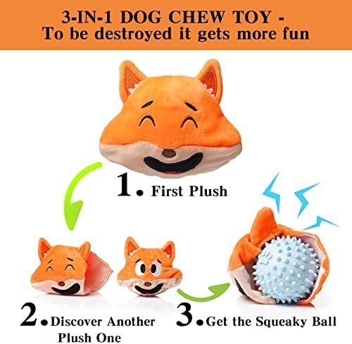 MewaJump Dog Chew Toy with Ball, 3-in-1 Plush Dog Squeaky Toy with 3 Layers - Image 4