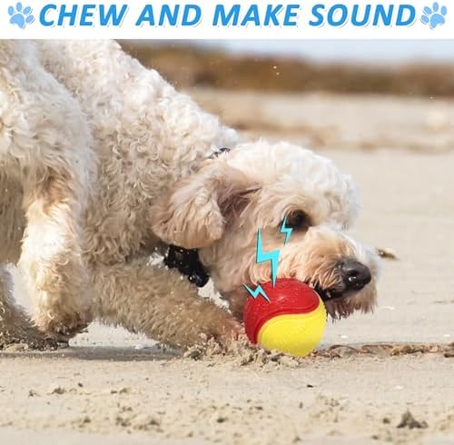 6Pcs Squeaky Dog Balls, Dog Toys Balls for Training, Tough Ball Toys for Dogs, Fit with Dog Ball Launcher, High Bouncy Dog Ball for Interactive Playing, Puppy Pet Chew Balls Teething Balls 2.5in - Image 3