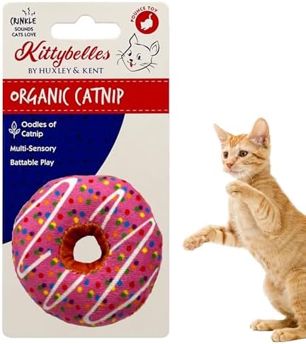 Huxley & Kent Plush Crinkle Catnip Cat Toy, Strawberry Donut by HuxleyKent
