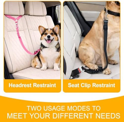 2-Pack Dog Car Seat Belt, 3-in-1 Headrest-Mounted Dog Seatbelt for Car, Adjustable Nylon Pet Safety Leash with Elastic Buffer & Reflective Stitching, Durable Car Harness for Dogs Fits Most Vehicles - Image 5