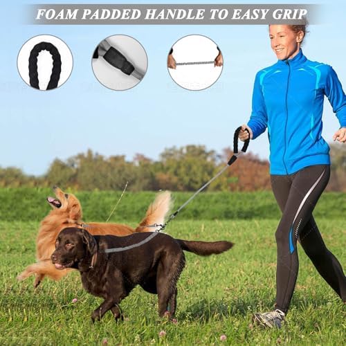 Dog Double Leashes,4-Dog Rope Bungee Four Leash - Tangle-Free Design with Padded Handle, 360° Swivel Control & Removable Feature for Walking Multiple Dogs - Image 4