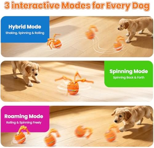 Interactive Dog Toy Ball, Automatic Bouncing Rotating, Realistic Dog Barking Sounds, E‑TPU, IP54, Rechargeable, Small/Medium/Large Dogs, Indoor/Outdoor（Light Orange） - Image 4