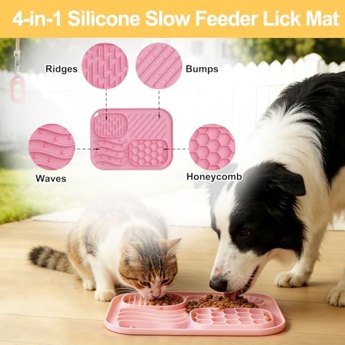 Lick Mat for Cat & Puppy, Premium Silicone Slow‑Feeder Bowl, BPA‑Free, Food‑Grade, Suction‑Cup Design for Dry & Wet Food – Anxiety & Boredom Relief, Dishwasher & Freezer Safe, Pink - Image 4