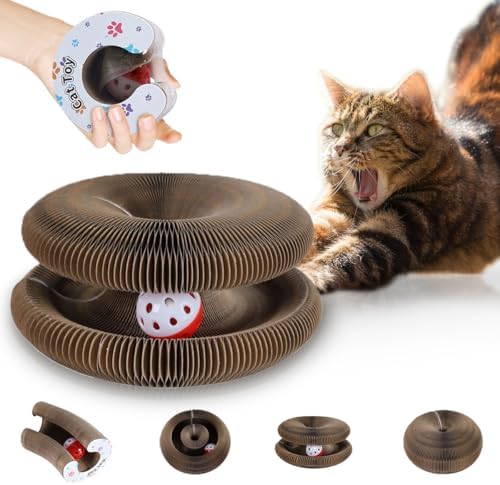 Kitty Curls Cat Toys Cat Scratching Board Toy with Ball Foldable Accordion Honeycomb Toy for Indoor Cats & Kittens, Twisty Paws cat Toy(1pcs) by Unknown