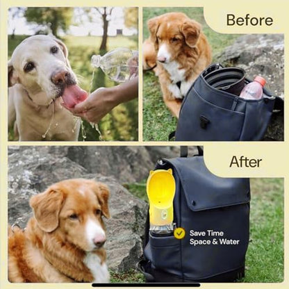 Dog Water Bottle Dispenser 380ml – Leak-Proof Lock, One-Hand Operation | Portable Pet Travel Water Bottle with Built-in Bowl | Yellow- Don't Forget to Claim Your - Image 5