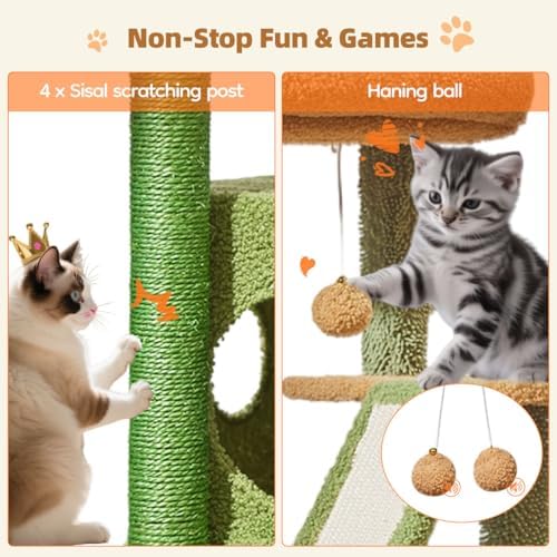 Taoqimiao Cactus, Cat Tree, 38.5In Cat Tower for Indoor Cats, for Kittens - Image 7
