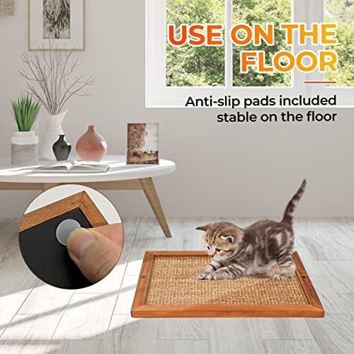 2PCS Cat Scratching Post - BXL, Natural Wooden Sisal Cat Wall Scratcher, Floor or Wall Mounted Vertical Cat Scratch Pad for Indoor Cats Adults or Kittens, Cat Wall Furniture Protector - Image 3
