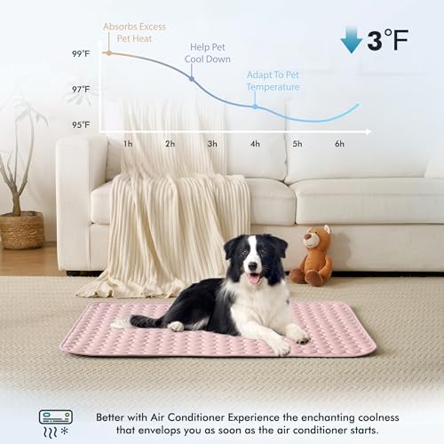 MICROCOSMOS Summer Cooling Mat & Sleeping Pad- Water Absorption Top, Materials Safe, Easy Carry, EZ Clean. Keep Cooling for Pets, Kids and Adults.(Pink, 48" x48") - Image 2