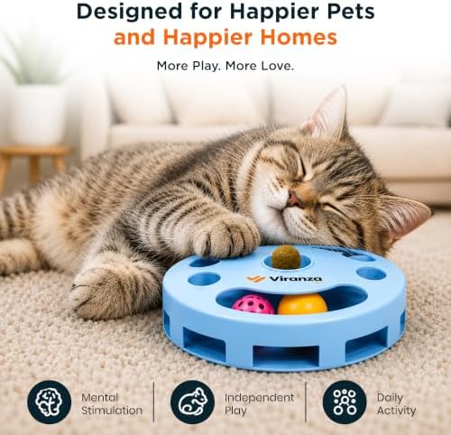 4 Interactive Cat Toy with Catnip Ball, Dual Rolling Balls & Feather Teaser - Image 5