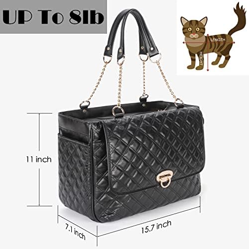 Fashion Pet Carrier Dogs Cat Small Animals Purse Bag, Leather Pet Carriers Dog Puppy Kitten Tote Travel Handbag TSA Airline-Approved - Image 4