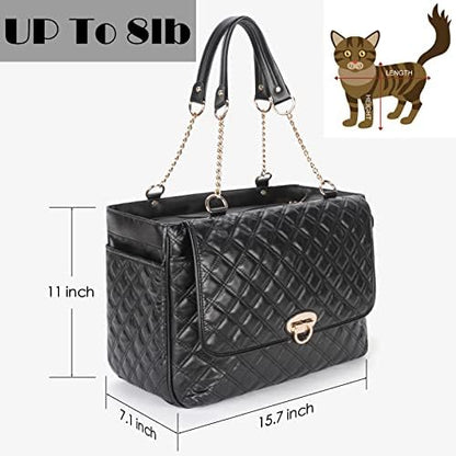 Fashion Pet Carrier Dogs Cat Small Animals Purse Bag, Leather Pet Carriers Dog Puppy Kitten Tote Travel Handbag TSA Airline-Approved - Image 4