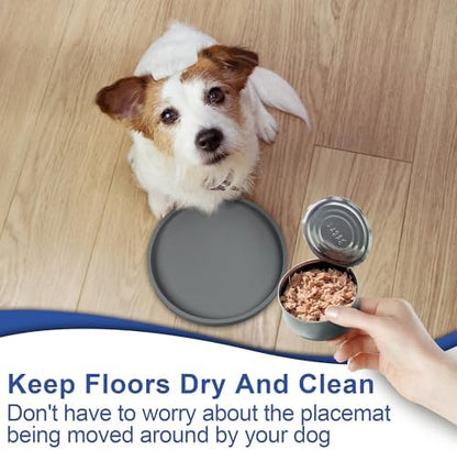 Arespark Pet Silicone Food Mat, Set of 2 Nonslip Waterproof Feeding Bowl Mat with Raised Edges for Food and Water Prevent Spills, Round Eating Tray for Dog Cat Puppy Kitten, 6'' x 6'' - Image 3