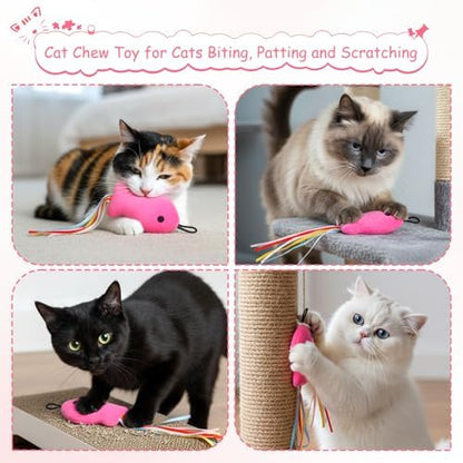 5 Pcs Cat Toys Rose Red Fish, Premium Cat Wand Toy Accessories with Ribbons Catnip Toys for Indoor Cats Exercise and Play - Image 7