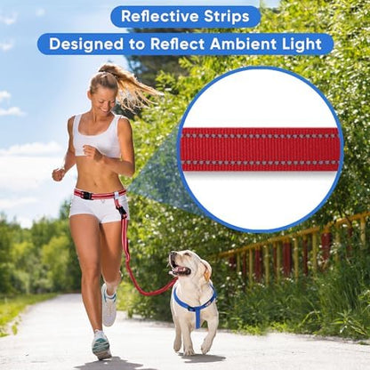 Pawtitas Reflective Red Running Handsfree Puppy or Dog Leash Padded Handle, 5 ft., Medium - Image 3
