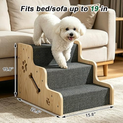 TIMHAKA Large Dog Stairs for Bed 16" H, 3-Step Dog Ramps for Small Dogs - Image 2