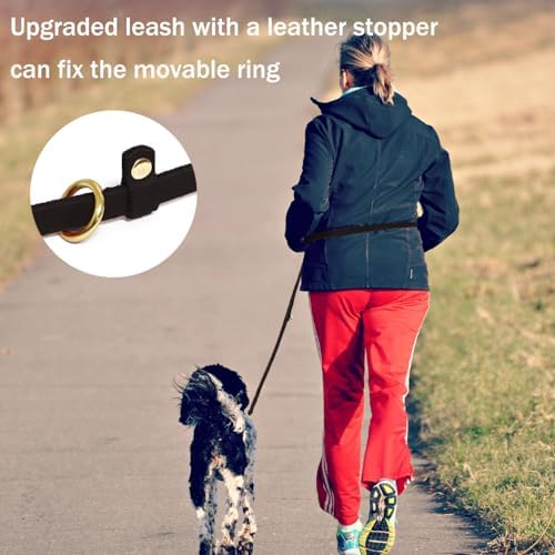 LWBMG Leather Dog Leash 8ft, Multi Function 6 in 1 Leather Leashes for Dogs, Hands Free, Crossbody, Adjustable Waist Belt, Double Ended Training Leash for Medium Large Dogs Black - Image 5