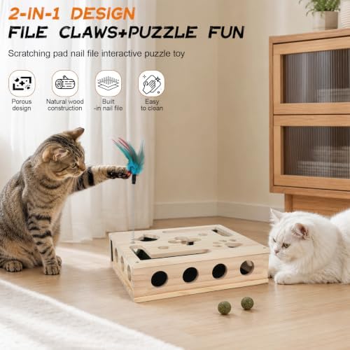 Cat Scratch Puzzle Enrichment Box,Cat Claw Care,Stress-Free Trimming Nails - Image 3