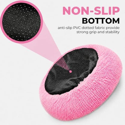 Whiskers & Friends Cat Beds for Indoor Cats, Fluffy Pink Cat Bed Small Dog - Image 4