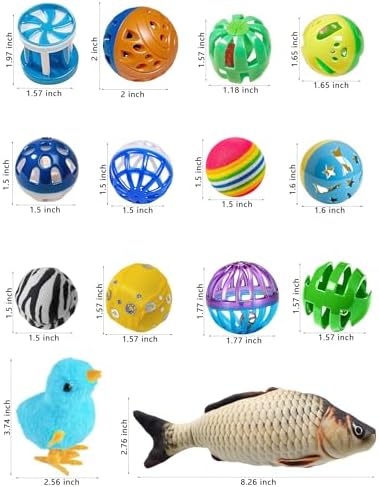 35-Pack Jingle Balls Catnip Fish Wind-Up Chick for Kittens - Image 2