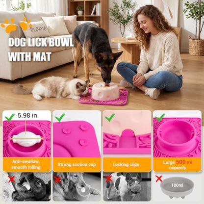 Slow Feeder Dog Bowl with Rolling Ball, 2 in 1 Dog Lick Bowl with Mat - Image 2