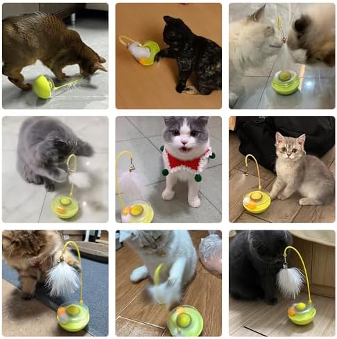 PAZ'S GIFT Interactive Cat Toy, 3-in-1 Teaser with Rolling Ball Track, Catnip Dancer for Indoor Cats - Image 7