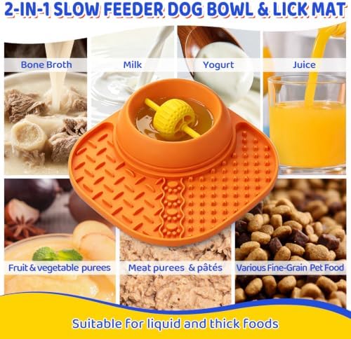 Slow Feeder Dog Bowls with Rolling Ball & Lick Mat, 2-in-1 Enrichment Feeder for Liquid & Thick Treats, Anti-Slip Suction Base, 150ml for Small Medium Large Dogs & Cats - Image 5