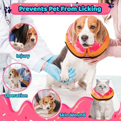 Grand Line Donut Inflatable Collar for Dogs and Cats, Soft Recovery Dog Cone After Surgery, Protective Pet Neck Cone for Small, Medium, Large Dogs, Not Block Vision (Pink, M) - Image 2