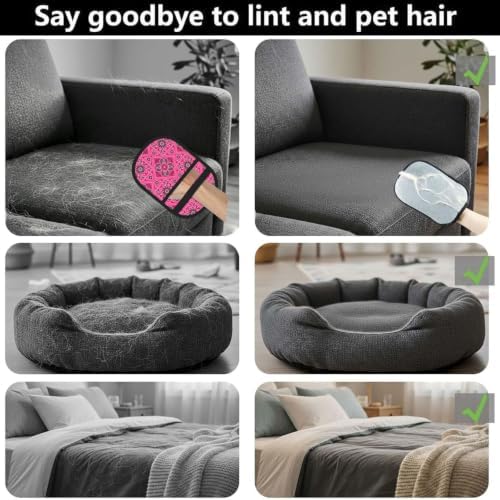 Floral Paisley Pet Hair Removal Glove Brush Hair Remover Tool for Carpet - Image 3