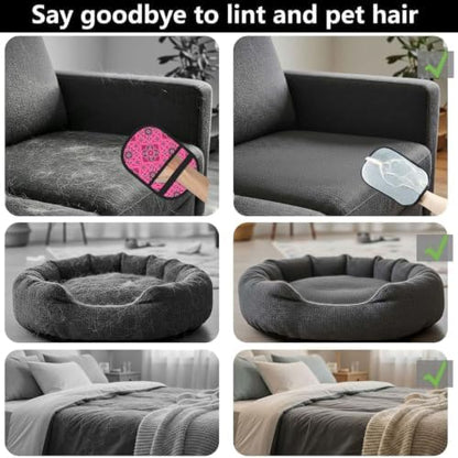 Floral Paisley Pet Hair Removal Glove Brush Hair Remover Tool for Carpet - Image 3