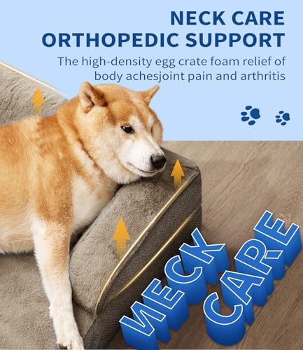 Made4pet Dog Bed Orthopedic Dog Sofa for Large Dogs,Supportive Foam Pet Cushions Bed with Washable Removable Cover, Egg-Crate Foam, Waterproof Lining Bottom, Brown, 35 * 23 * 6.5 Inch - Image 4