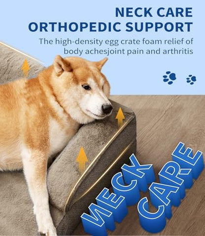 Made4pet Dog Bed Orthopedic Dog Sofa for Large Dogs,Supportive Foam Pet Cushions Bed with Washable Removable Cover, Egg-Crate Foam, Waterproof Lining Bottom, Brown, 35 * 23 * 6.5 Inch - Image 4