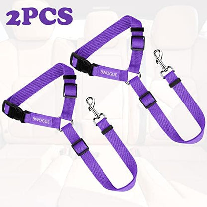 BWOGUE 2 Pack Dog Seat Belt for Car, Headrest Restraint Strap, Purple - Image 2