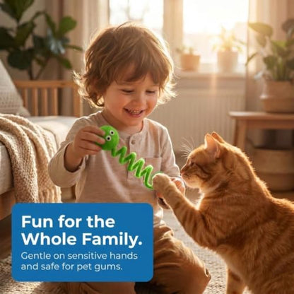 Glaciart One Felt Spring Cat Toy – 3 Pcs Soft Fuzzy Enrichment 100% Natural Wool - Interactive Stretchable Play Set - Safe for Pets, Non-AZO Colored Dyes - 4” Long - Image 3