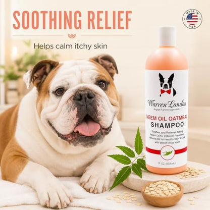 Warren London Neem Oil with Oatmeal Dog Shampoo - Deep Cleansing & Moisturizing for Sensitive Skin - Itch Relief & Odor Control - Made in USA - 17 oz - Image 2