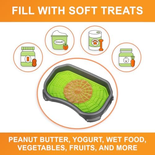 Neater Pets Neat-LIK Dog Lick Mat w/Mess-Proof Tray, Lick Mat for Dogs, Cats, Puppy, Reduces Anxiety & Boredom, Peanut Butter Slow Feeder, Interactive Treat Licking Pad (Green/Gunmetal) - Image 6