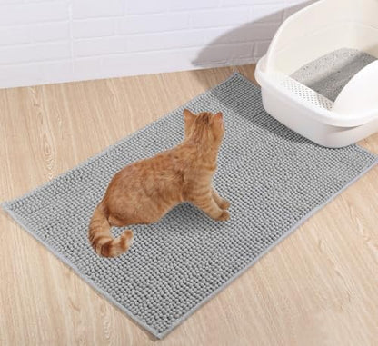 VIVAGLORY Cat Litter Mat Softgrip Litter Trapping Mat, 35"× 25", Grey - Image 6